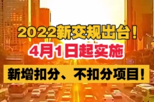 2022年4月1日新交規(guī)扣分標準 做出多項改變（需要明確了解）