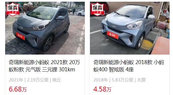 奇瑞小螞蟻新能源汽車2021款價(jià)格 2021款二手6萬(wàn)元(2022款新車7萬(wàn))